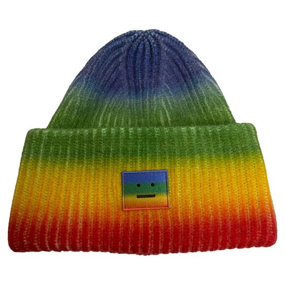 Acne Studios Pansy Rainbow Beanie in Multicolor Wool - Picture 4 of 7